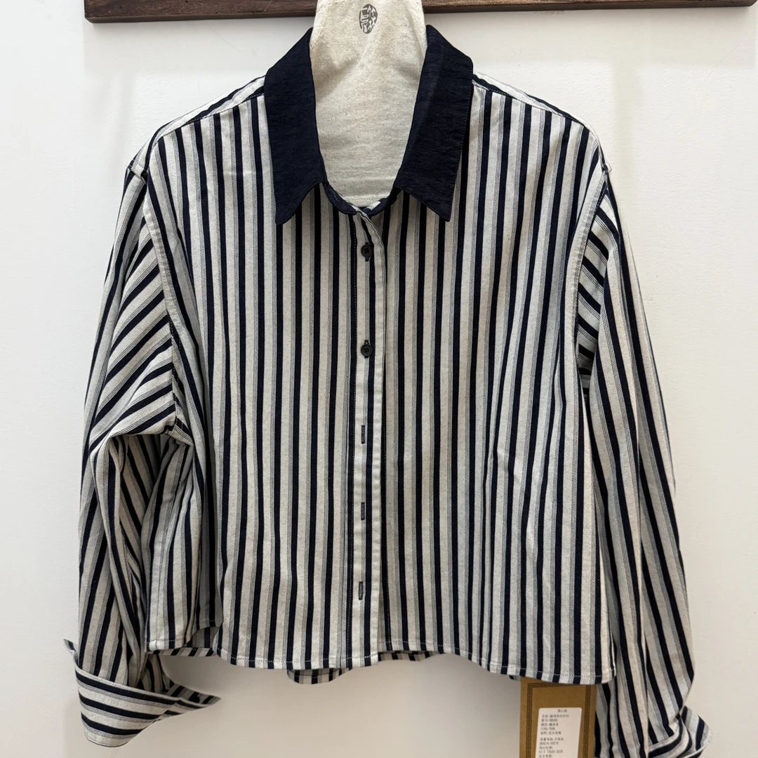 羡江南98058撞色翻领衬衣