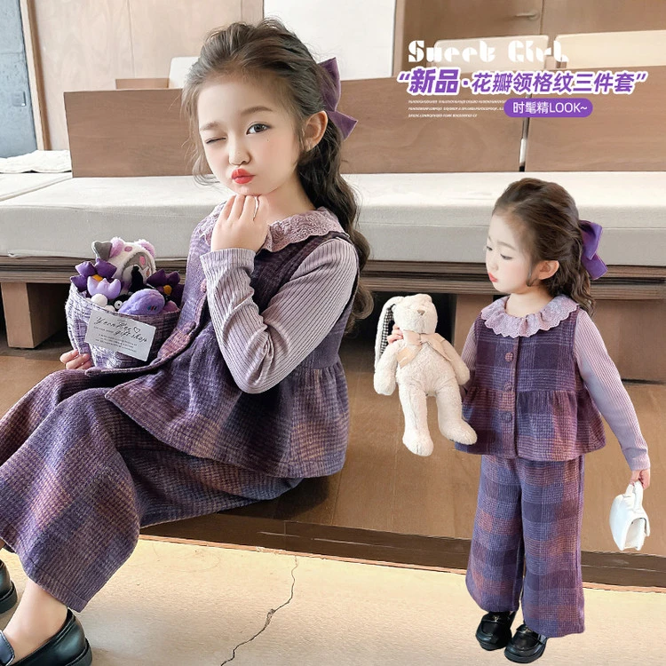 女童装2025新款春秋洋气时髦花瓣领2024宝宝6-12岁冬季12-15岁