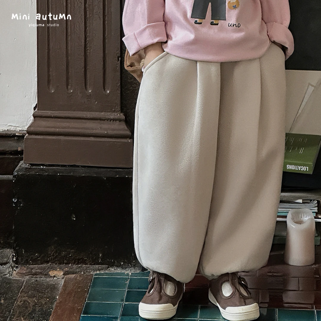 现货「MINI AUTUMN」【初朴】华棉复合女小童阔腿束脚卫裤BQ53147