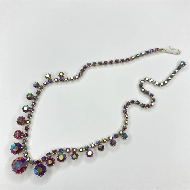 合金项链 紫色幻彩莱茵石项链1-13【2070108-087】