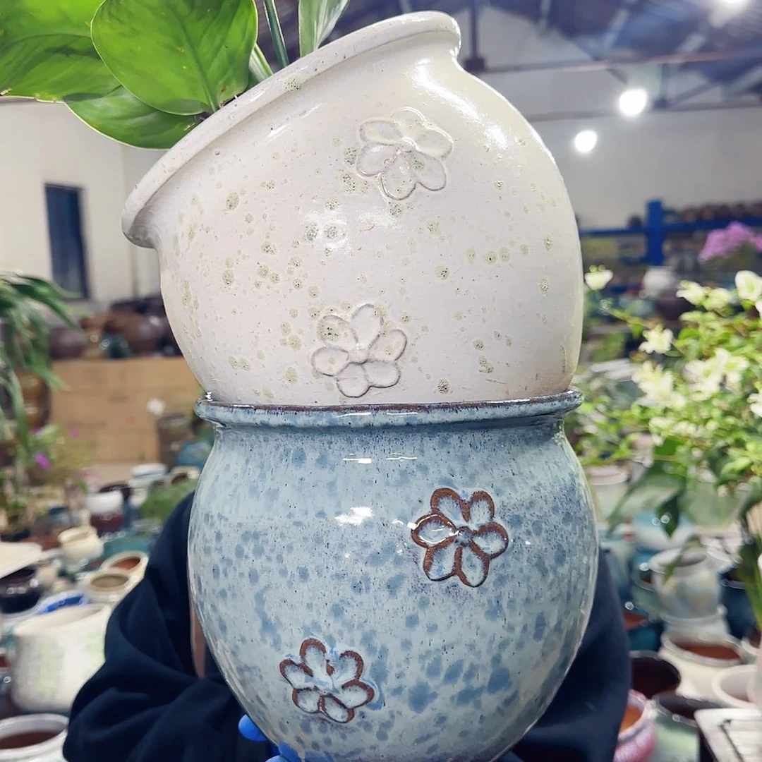 紫砂花盆高19口20