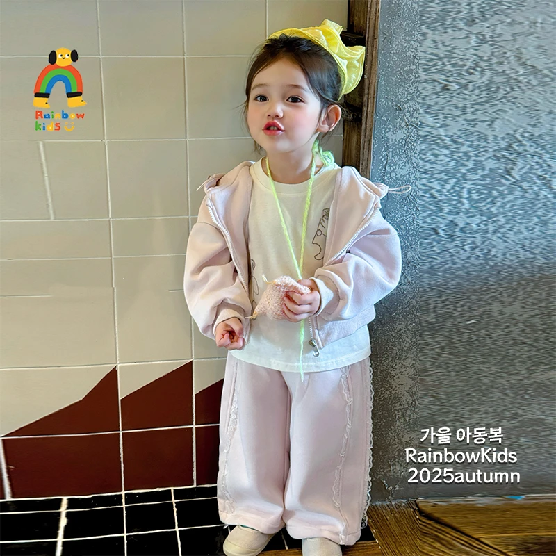【彩虹家】2025秋款卡通印花兔耳朵上衣卫裤套装-66048