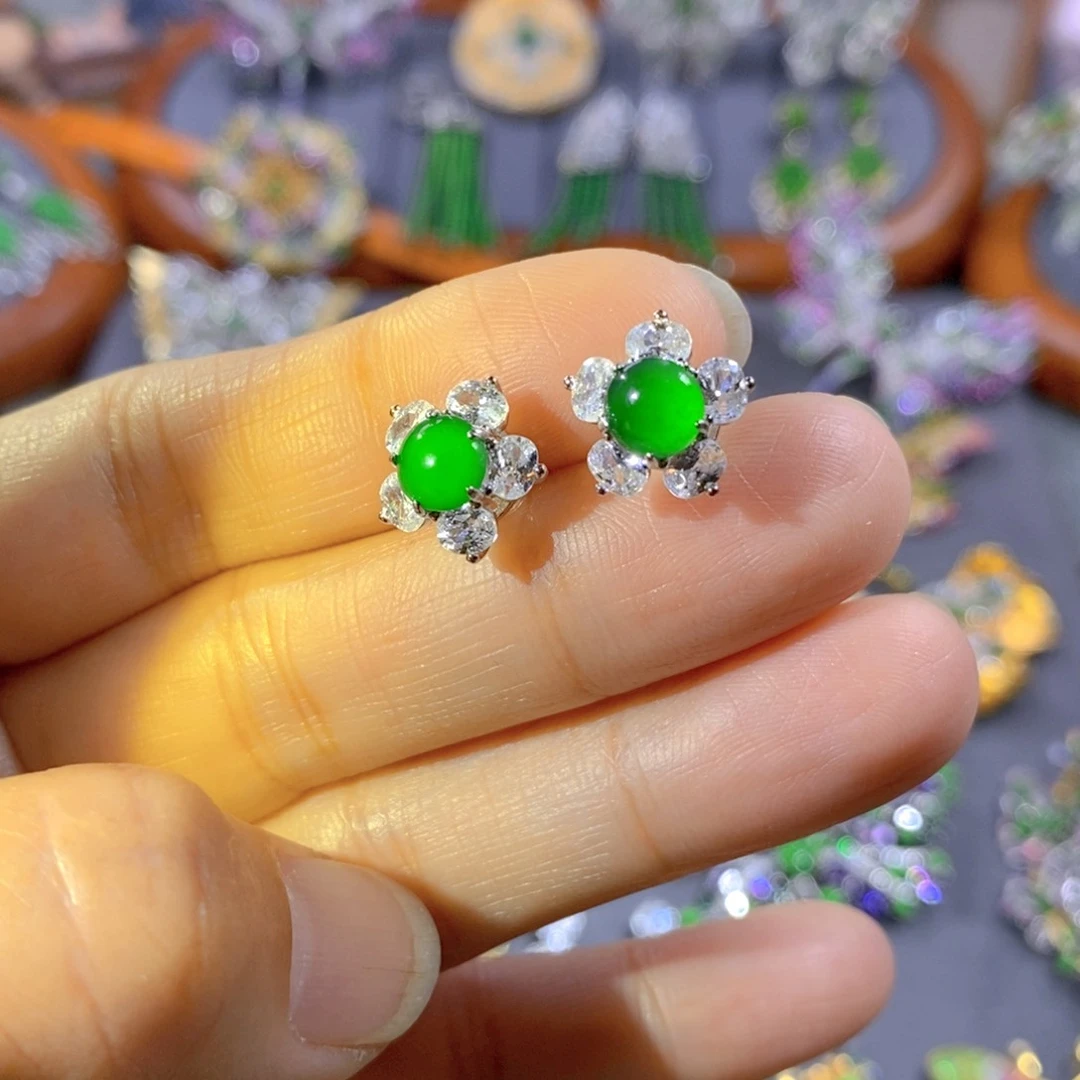 颈饰银S925镶嵌翡翠