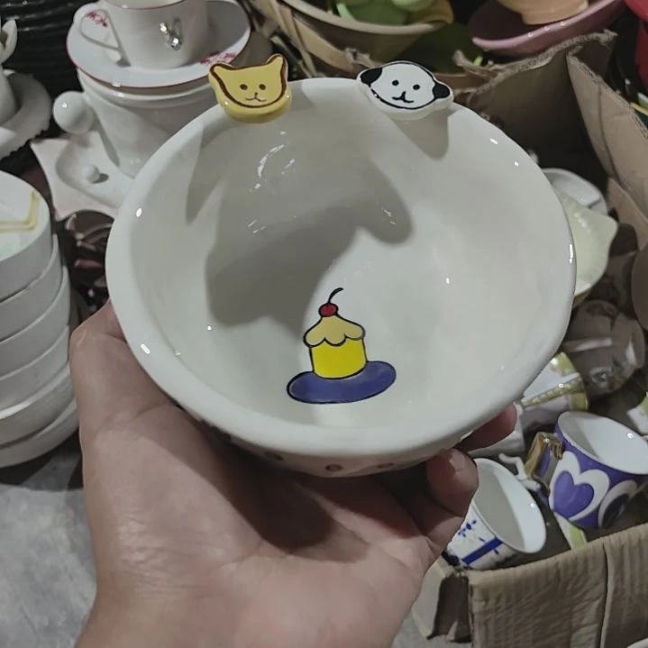 陶瓷便携款瑕疵品 5寸碗猫狗
