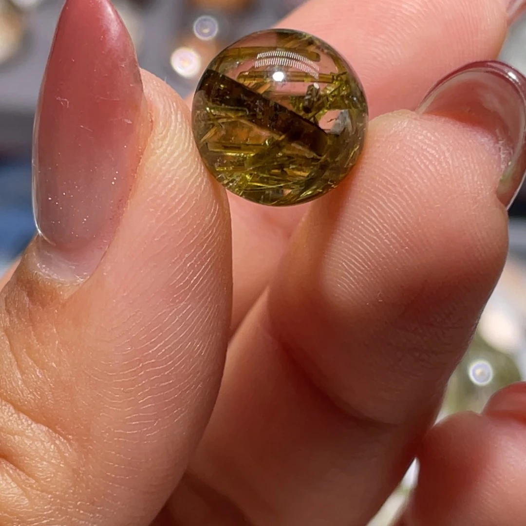 未镶嵌珠宝半成品发晶b****小绿碧发圆珠11.3mm