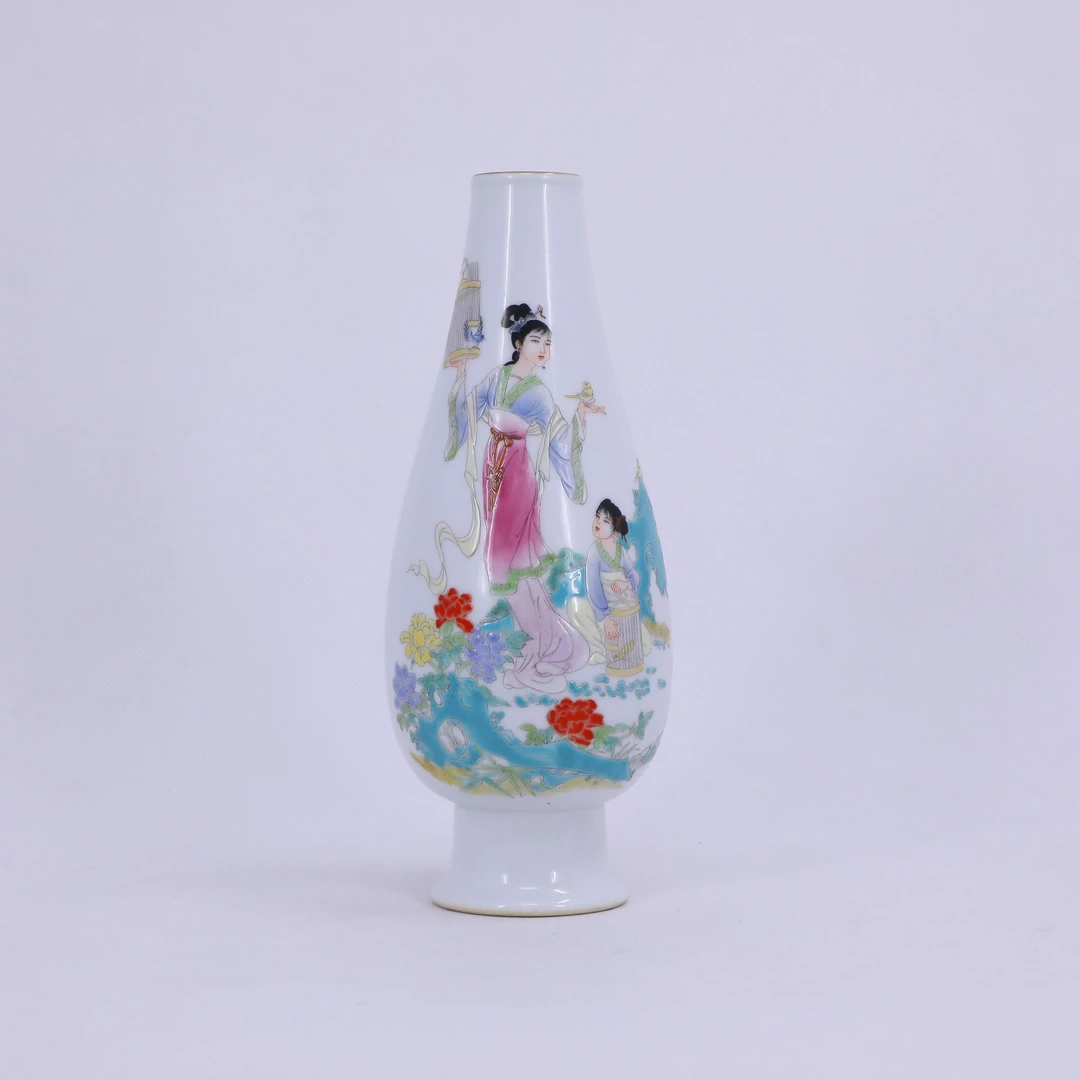 古陶瓷/粉彩训鸟图玉米瓶LOT1875