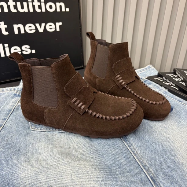 小雨家【韩版】秋冬软底新款百搭时尚休闲舒适短一脚蹬女靴马丁靴