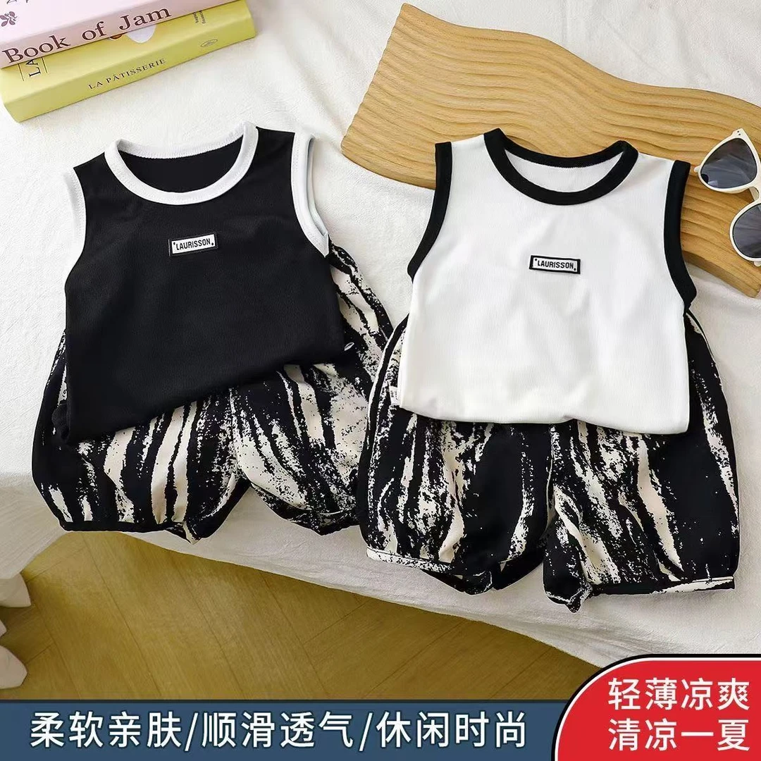 儿童夏季背心套装新款宝宝无袖韩版潮流帅气两件套