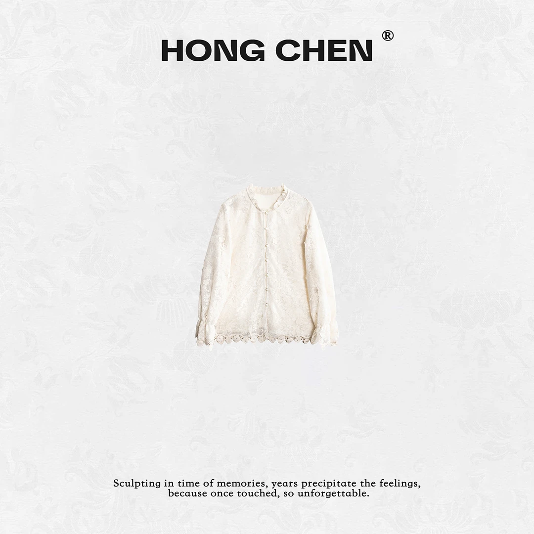 【虹辰】高端时尚镂空蕾丝优雅立体花卉气质百搭高级感外套--HC2211