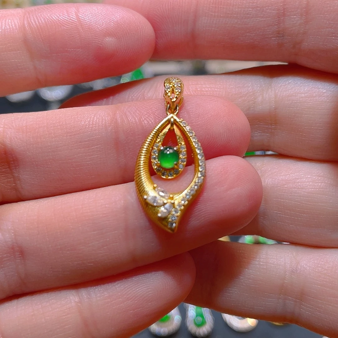 翡翠银S925镶嵌吊坠(不含链)