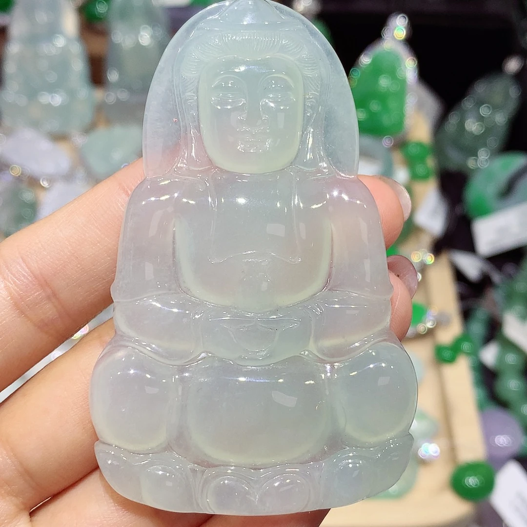 颈饰18K金镶嵌翡翠观音