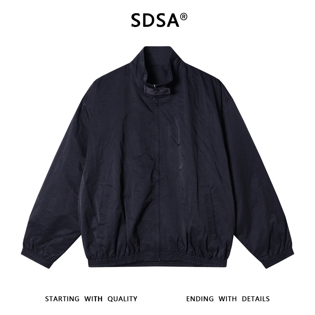 SDSA男士秋冬新款痞帅男装宽松潮流纯色拉链立领夹克外套简约百搭