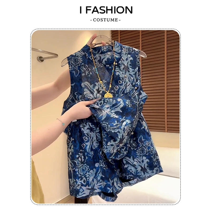 新中式高级感复古套装女2025年夏季新款立领显瘦上衣短裤两件套潮