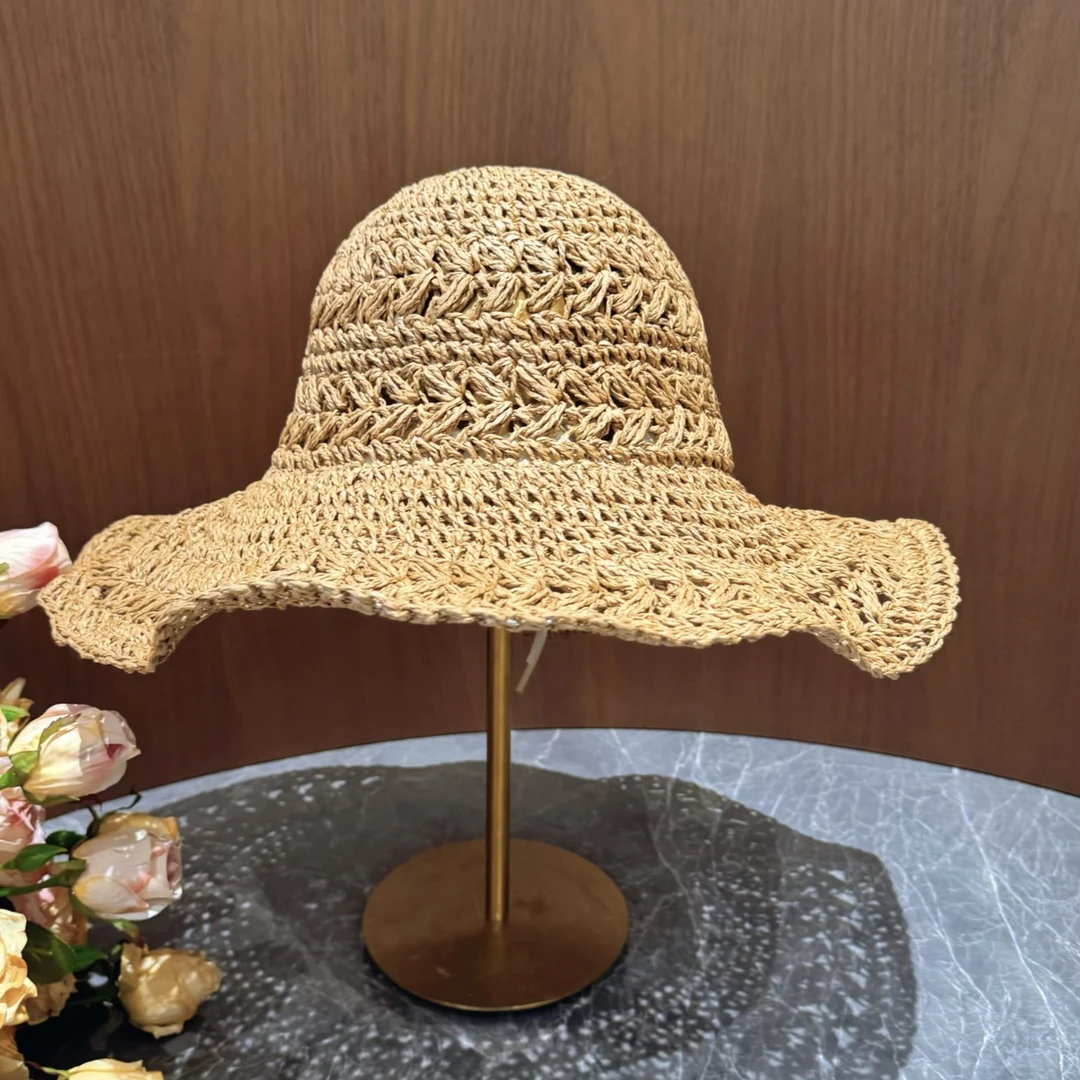 杨杨babytime 夏季出游镂空麦穗花大沿编织草帽手工渔夫帽盆帽