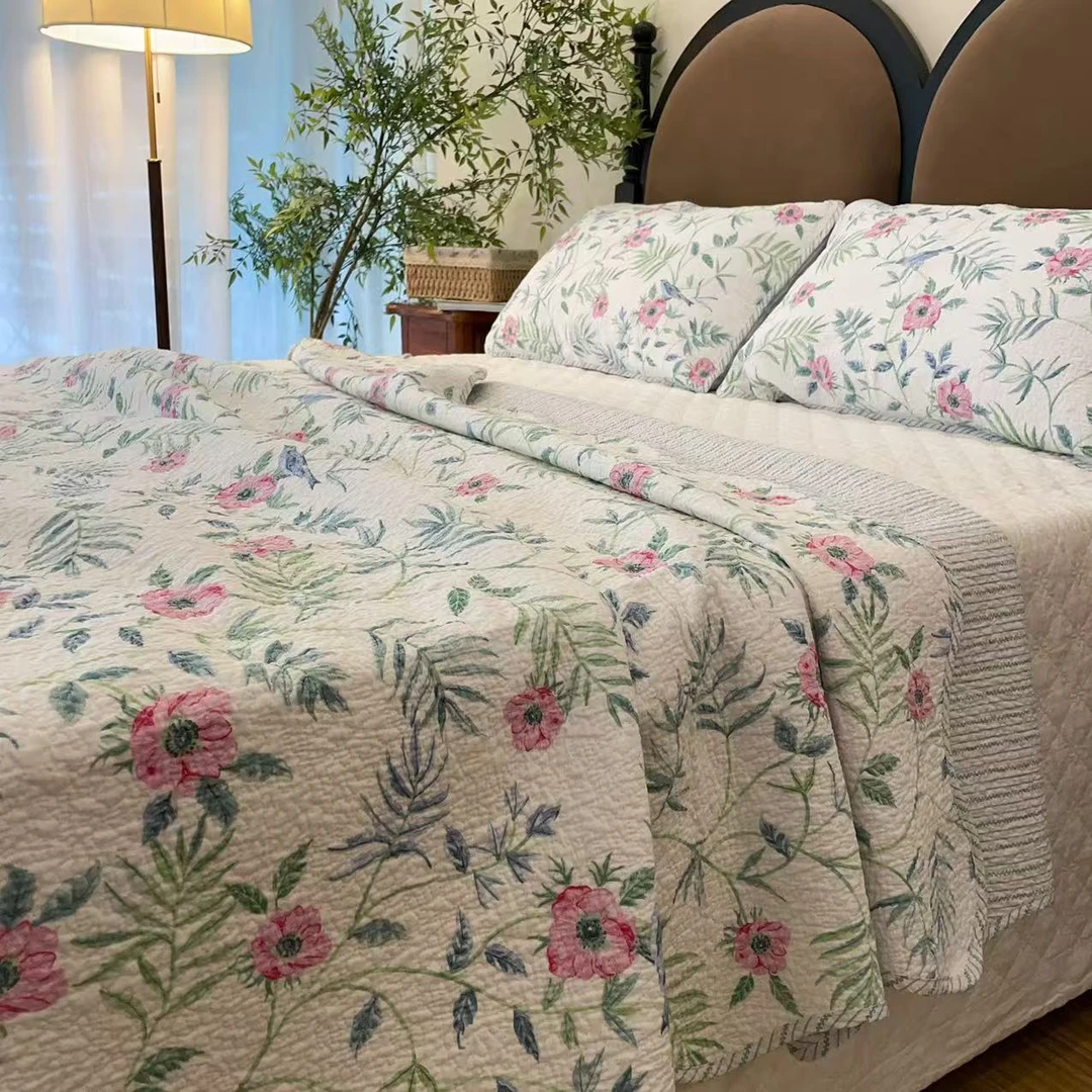 【雅趣】森蔓ins全棉棉花四季床盖三件套 双面榻榻米韩式炕盖