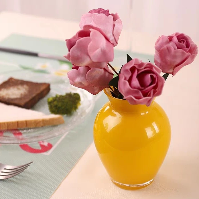 ins 欧式手工彩色玻璃花瓶 干花 插花 客厅 书房摆件