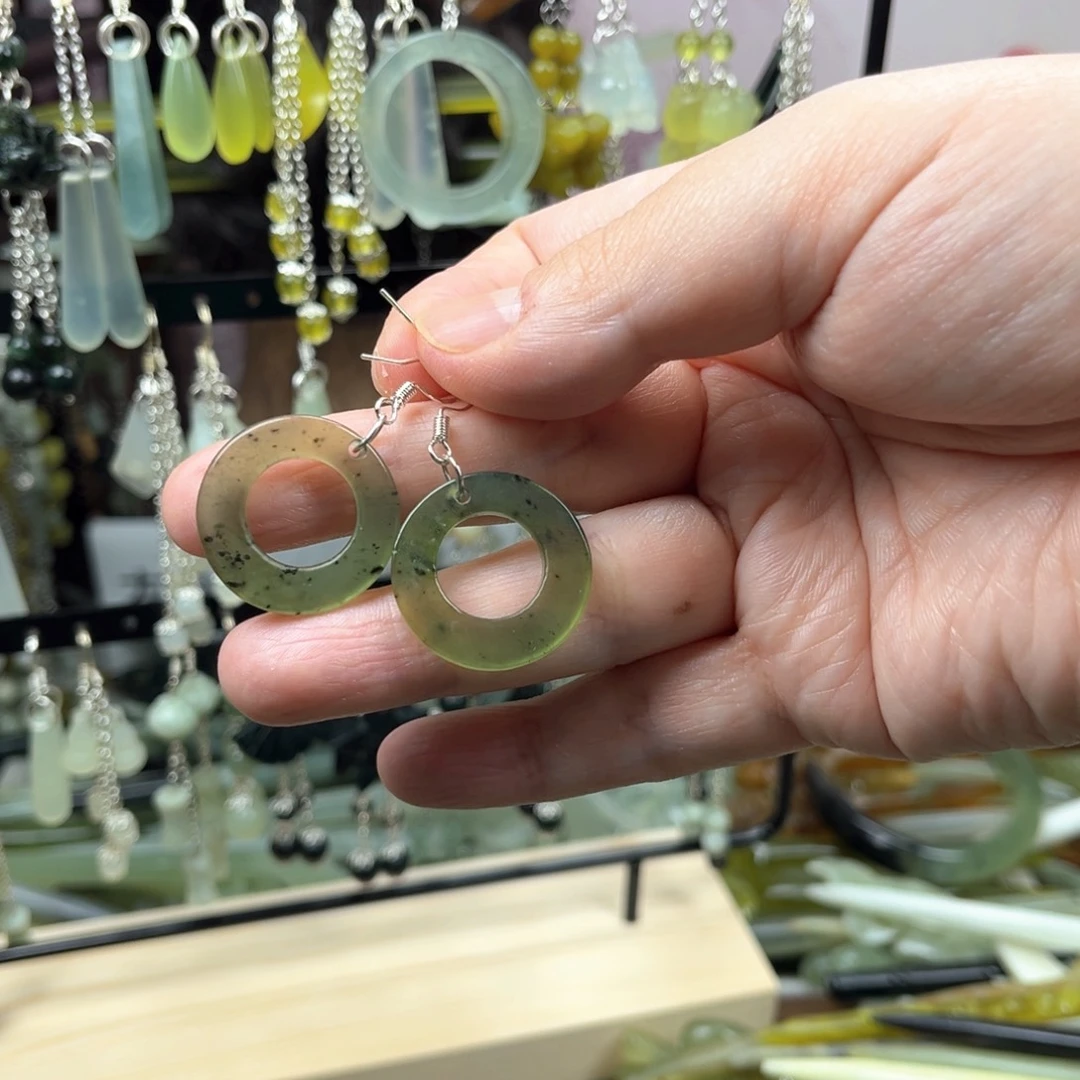 未镶嵌岫玉发饰岫玉耳坠