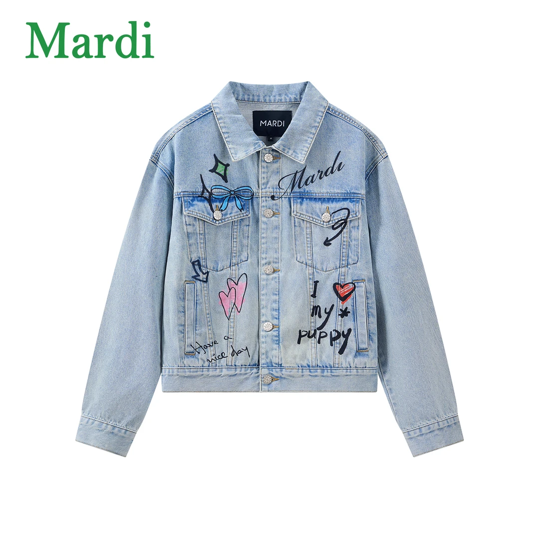 Mardi女休闲女夹克植物花卉满印潮流女士牛仔衣MJK2612216