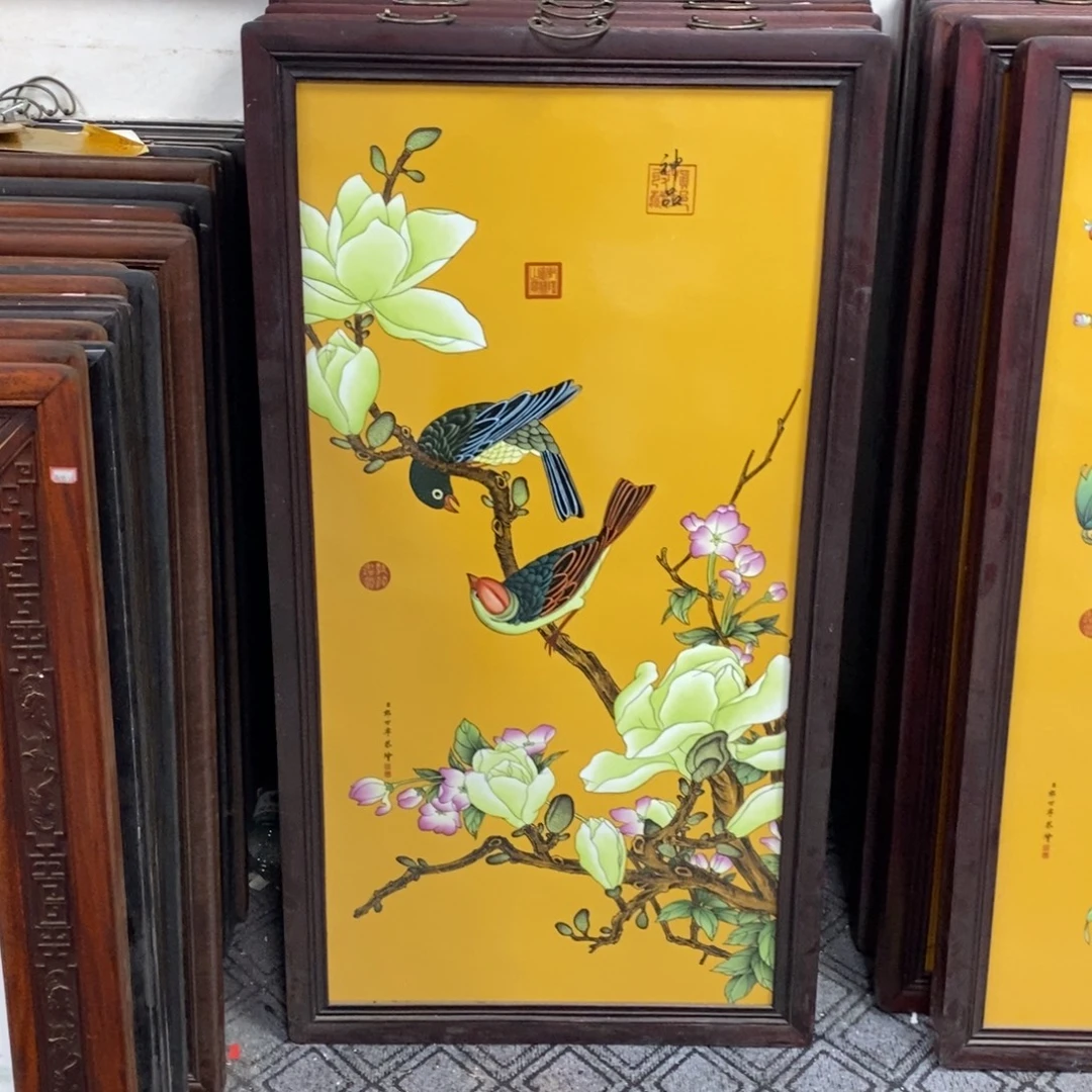 小***椒瓷片120*66 景德镇瓷板画柴窑烧制