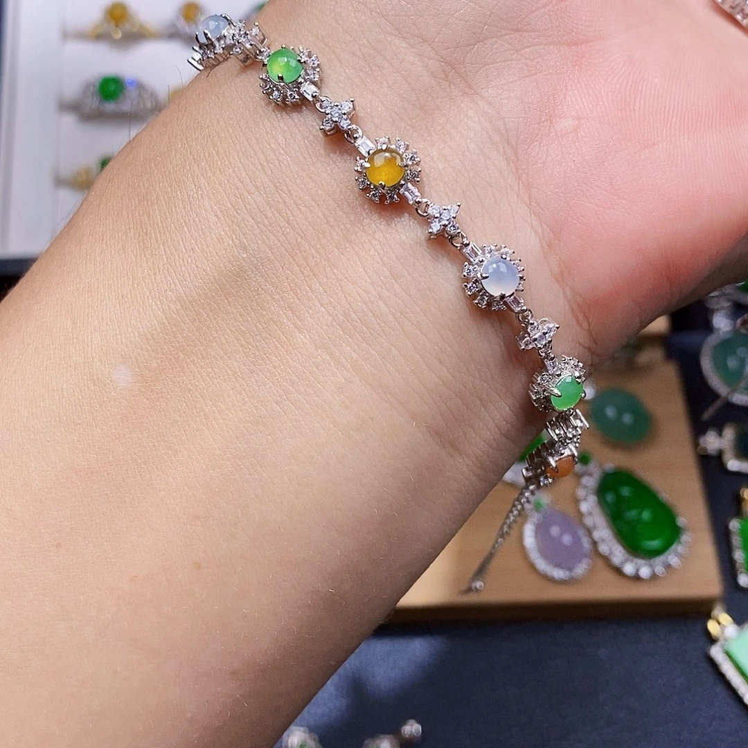 银S925镶嵌手链翡翠财****儿w w