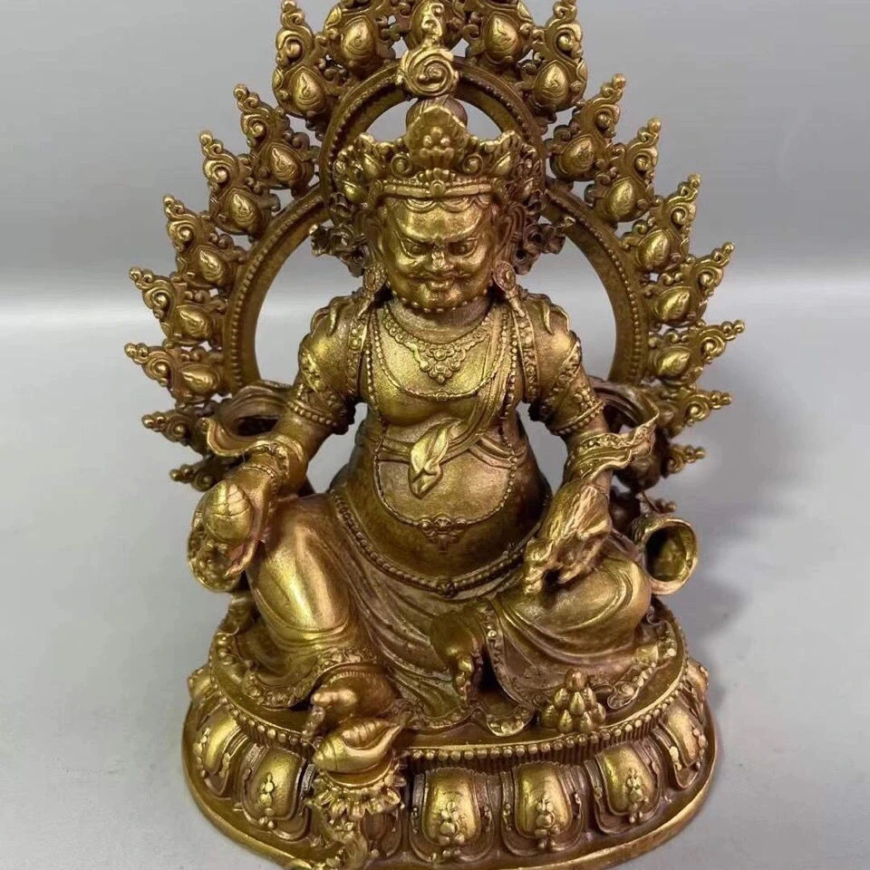 复古黄财神佛像摆件铜制家居桌面玄关工艺品装饰品摆设