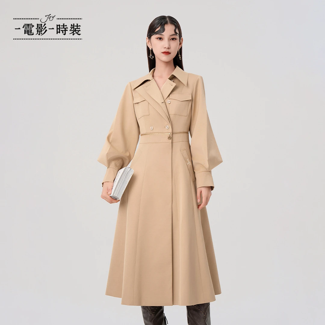 【九月专属】一电影一时装不规则领型风衣长款连衣裙FFNL113431