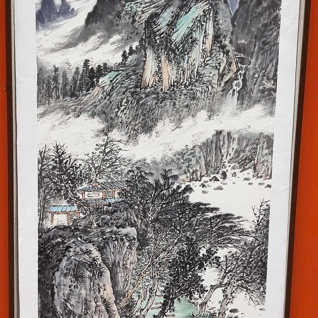 国画朱大明原作溯源带证件合影视频