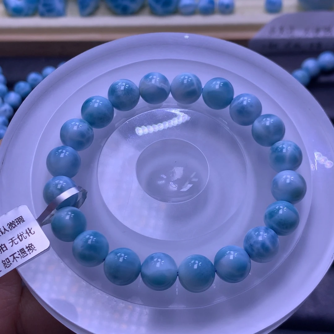 针钠钙石（海纹石）未镶嵌手串9+手串色差略异