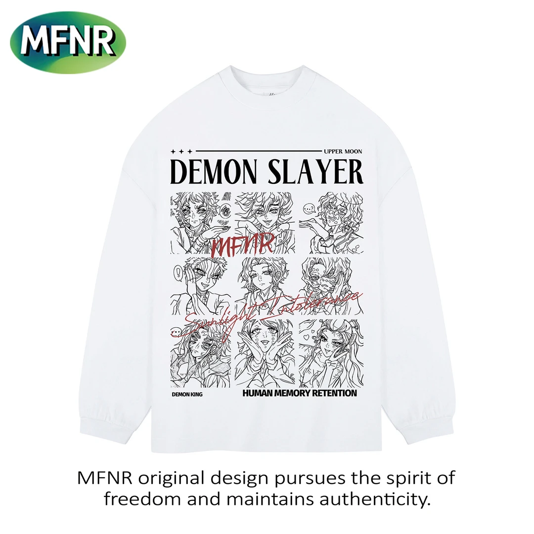 街头复古潮牌重磅纯棉圆领长袖t恤男秋冬小众设计感印花打底上衣