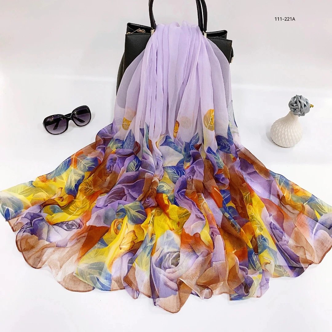 云纹纱加大版[180*140左右]旅游拍照女士百搭洋气高档丝巾加大版