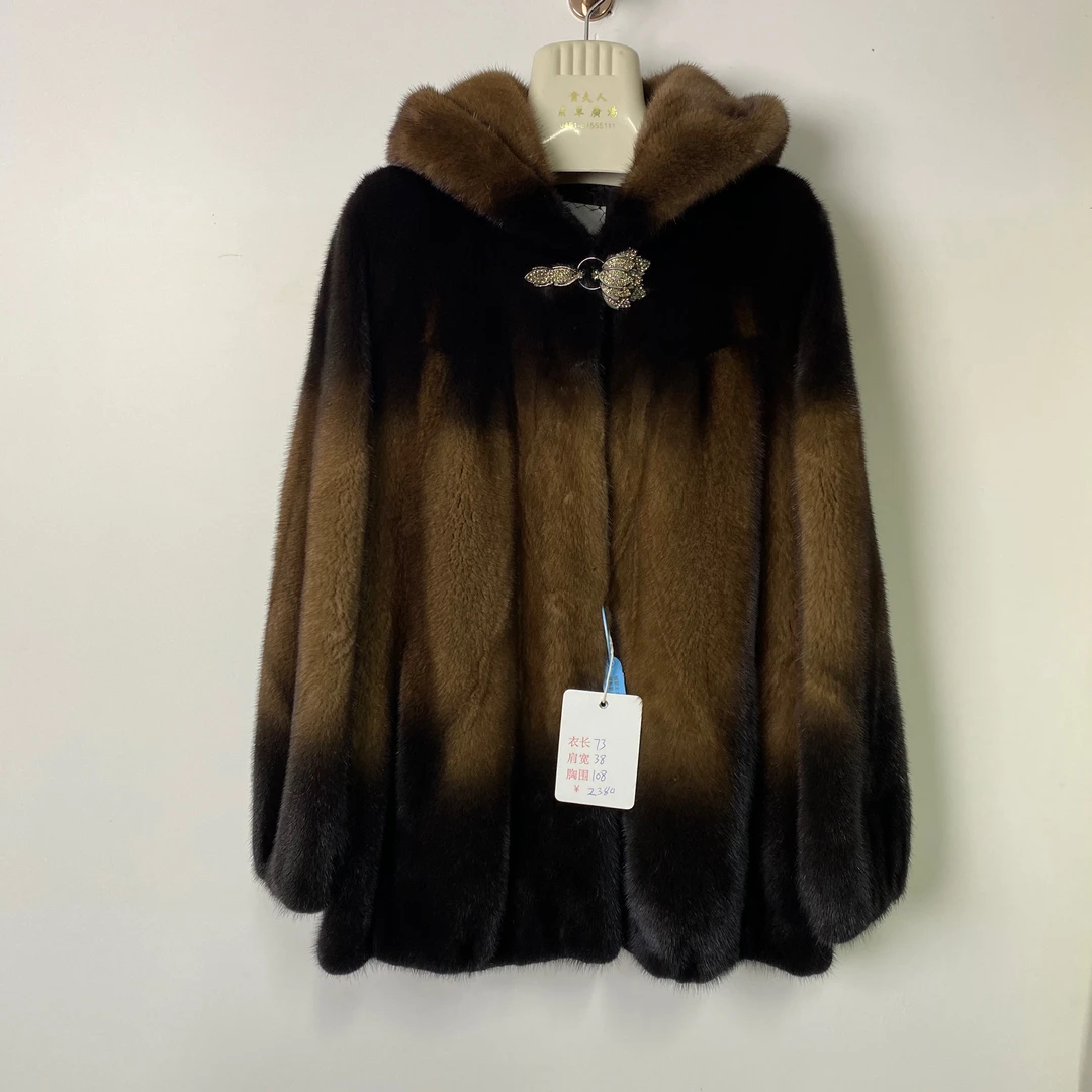 135斤以下 时尚外套水貂毛保暖显瘦渐变过渡棕
