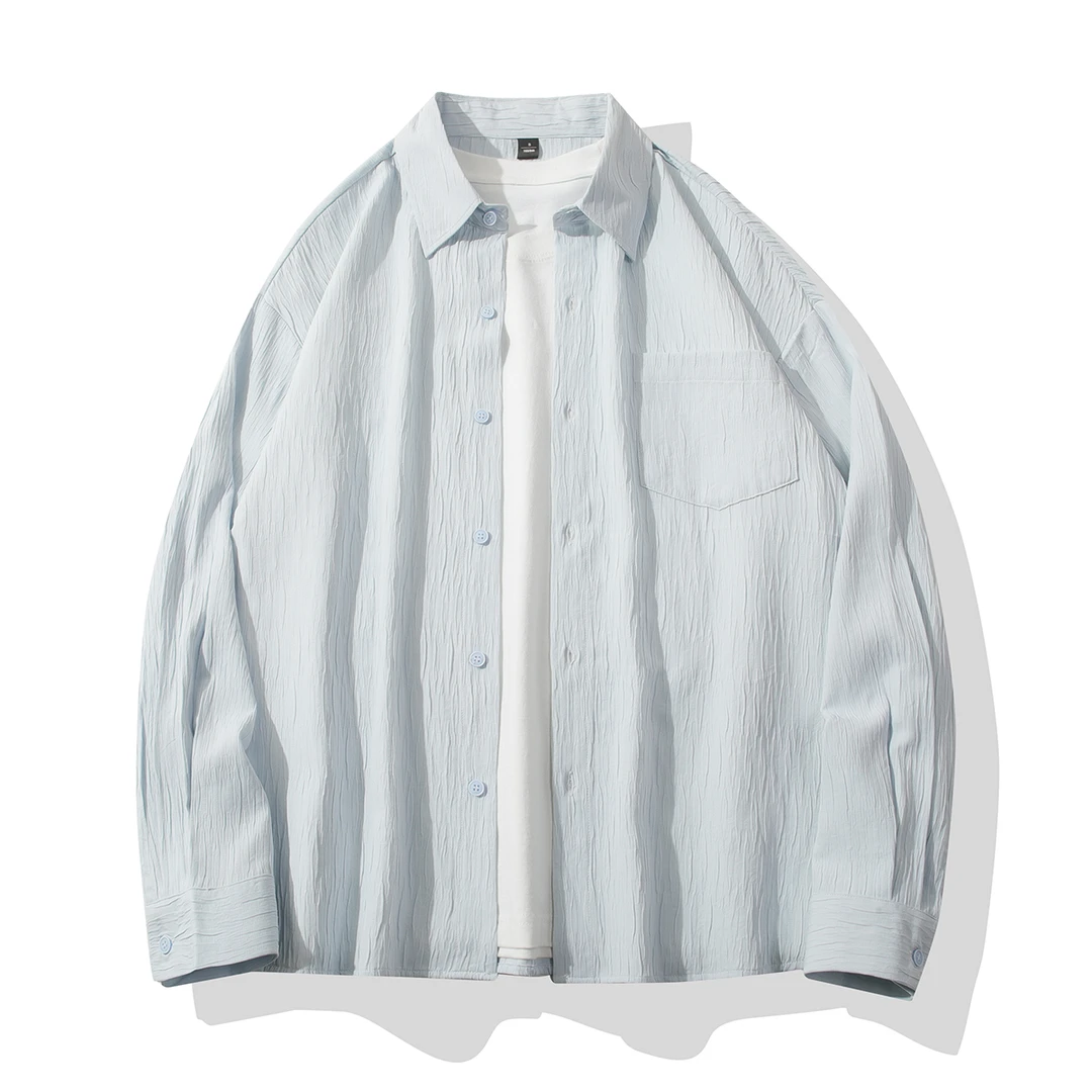 日系潮流宽松长袖衬衣男新款休闲衬衫高级感春秋港风时尚百搭外套