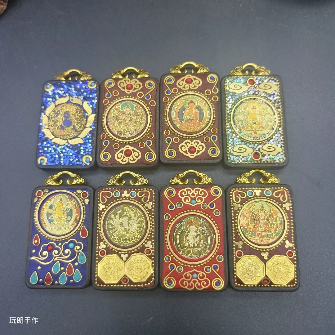 唐卡手工艺编绳五路爷爷纯铜镶嵌制作制唐卡作十二生肖八大守护