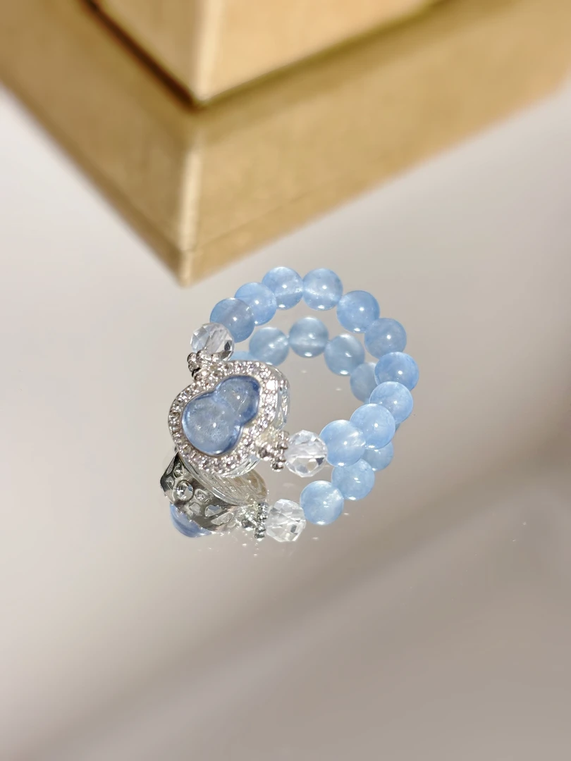 H-13 冰蓝玉髓葫芦 DIY设计款戒指戒圈