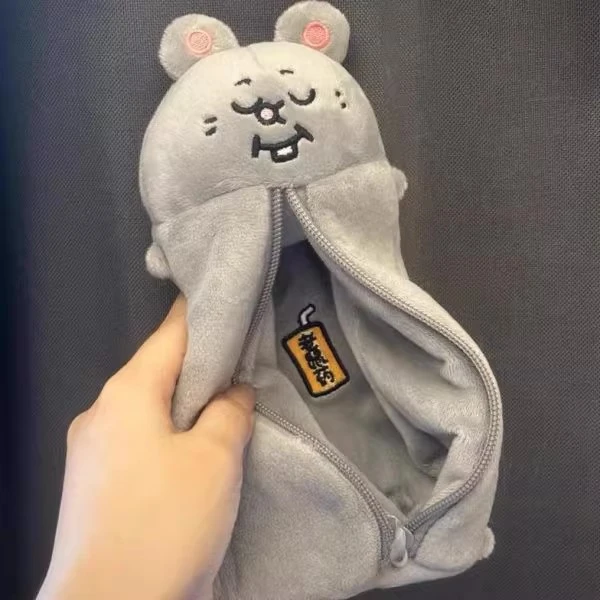 ins风美叽和笑脸大鼠毛绒笔袋大容量可爱搞怪文具盒学生收纳袋qt