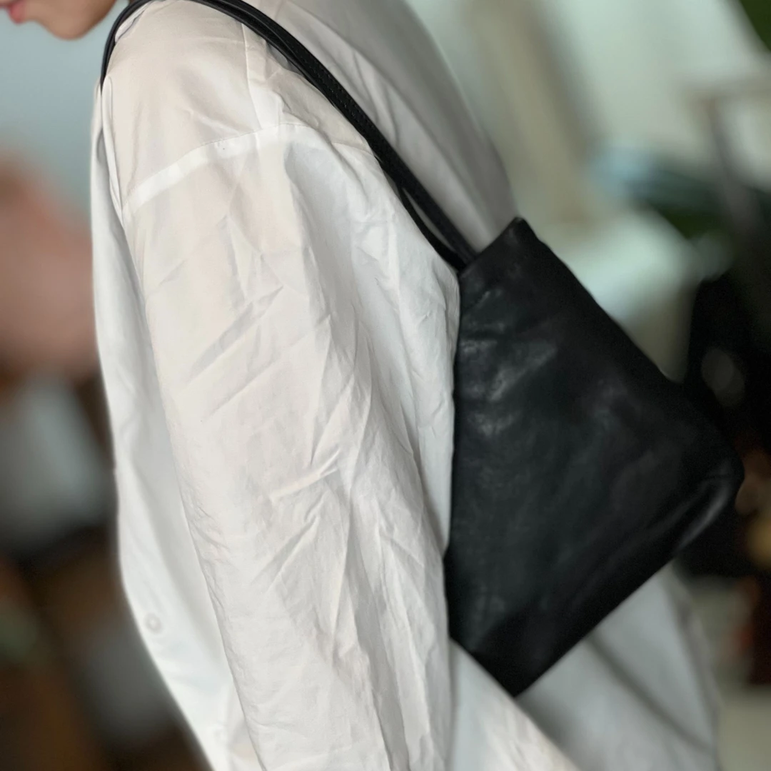 【黑色羊皮方糖包】知女新款极简风小众单肩斜挎女包