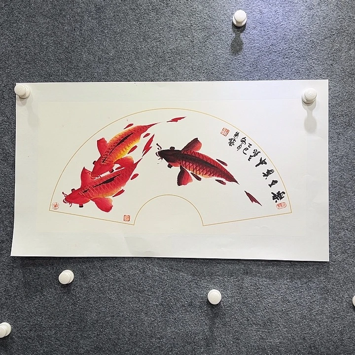 国画知鱼之乐纯手绘