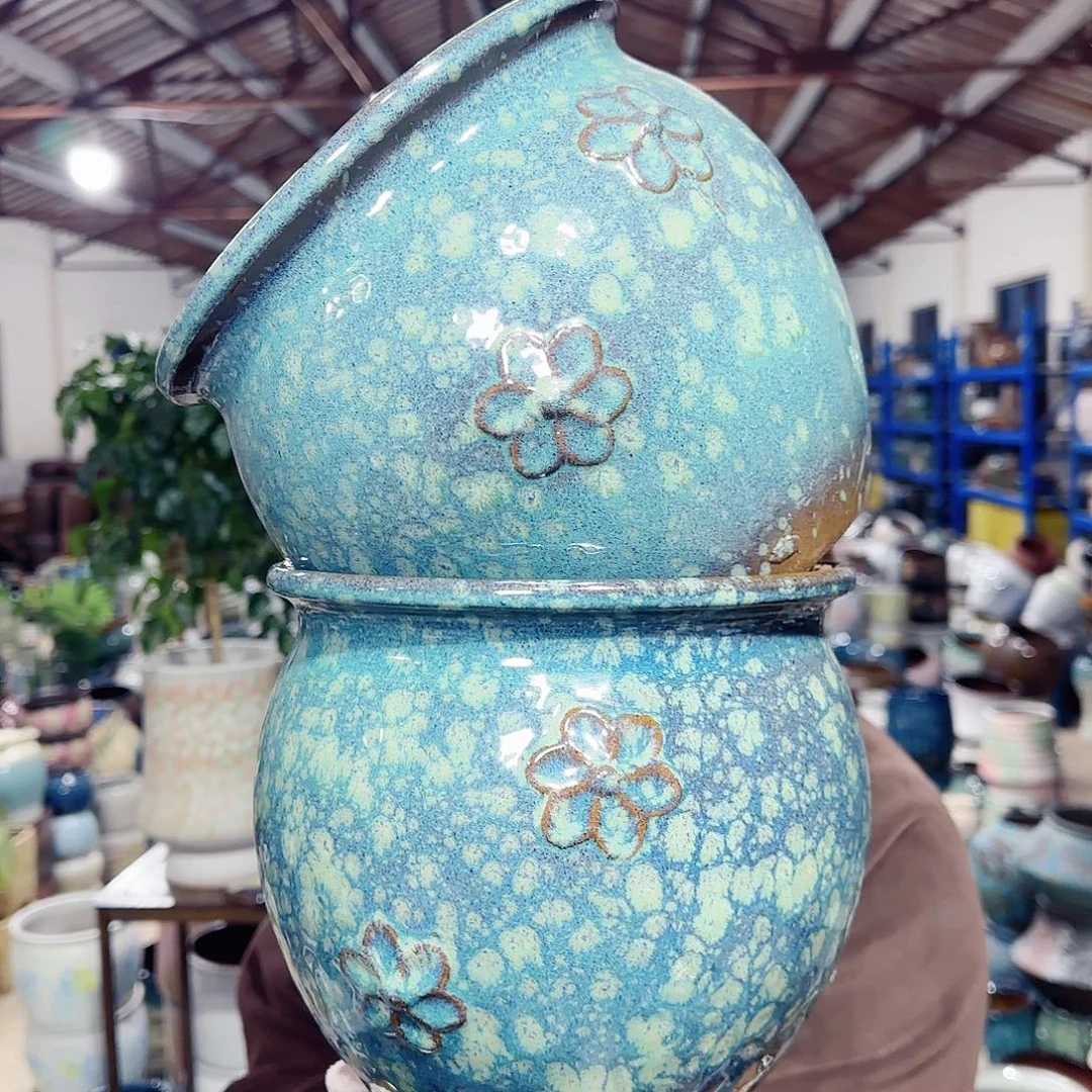 紫砂花盆高19口20