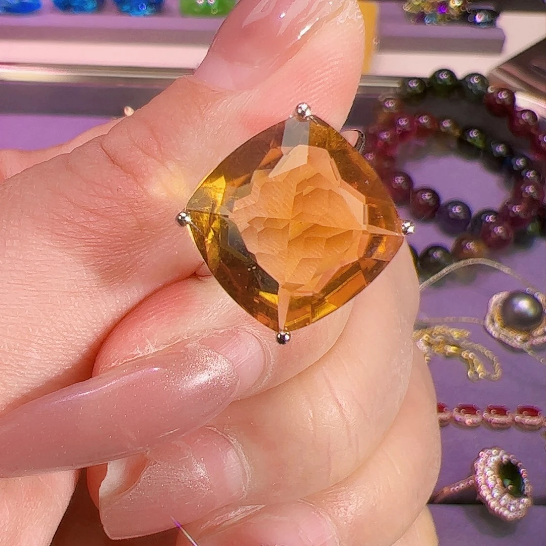 黄晶黄水晶银S925镶嵌