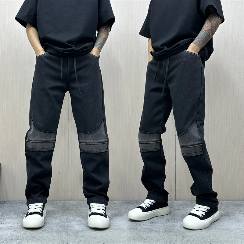 昊Studio冬季男士加绒水洗直筒做旧朋克风百搭美式运动潮流休闲裤