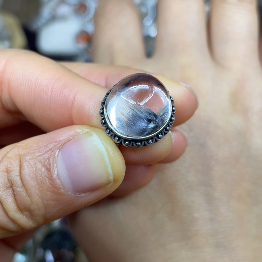 【闪购商品】银S925镶嵌珠宝半成品水晶戒指