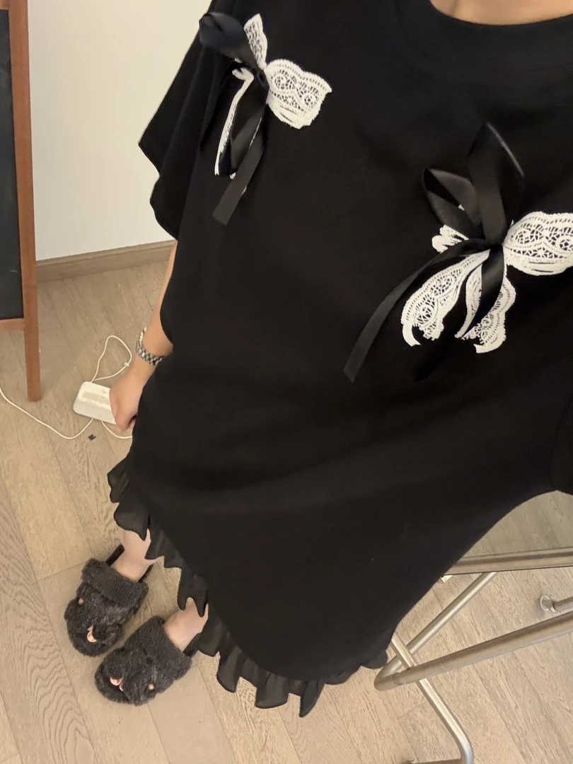 【俩个蝴蝶结裙】时尚夏气质显瘦宽松网红设计感潮流纯棉