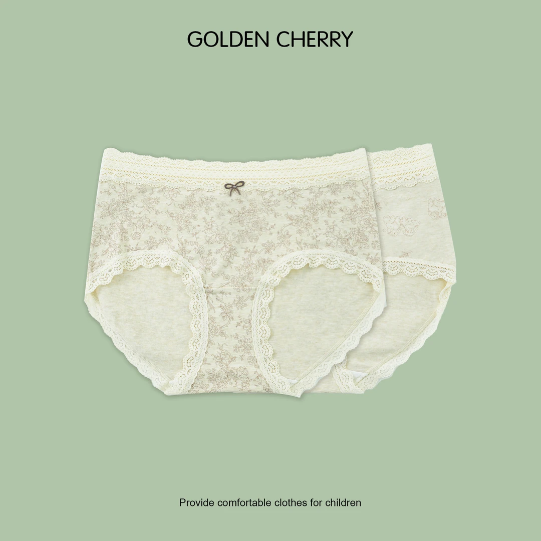 【金樱桃 Golden cherry】亲子蕾丝边舒适洋气内裤9314（两条装）