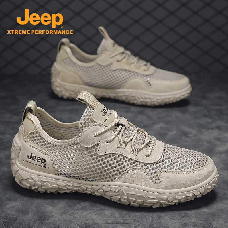 jeep吉普男士网面鞋2025秋季户外涉水薄款休闲徒步网眼透气溯溪鞋