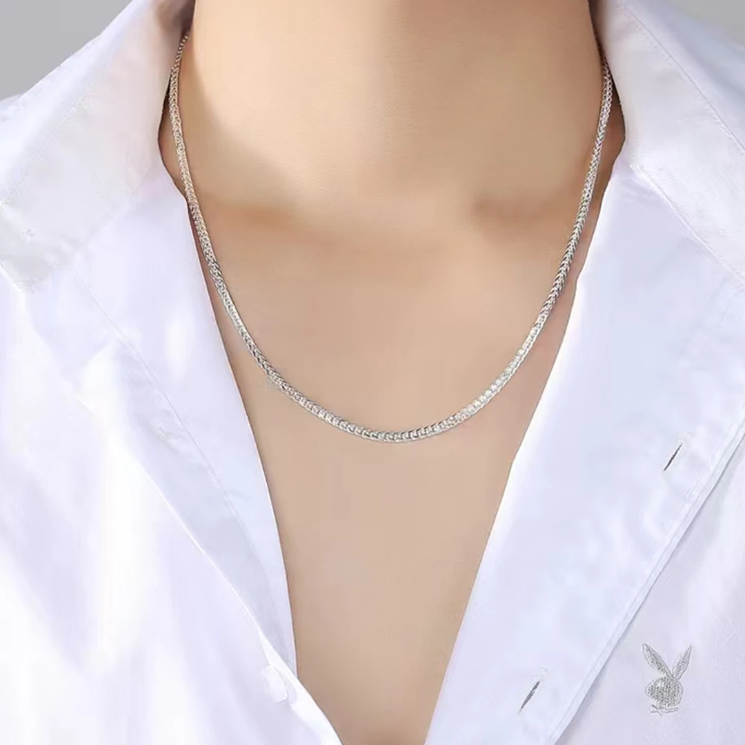 链子足银 肖邦链足银999纯银无吊坠加长素链简约百搭宫廷万能链