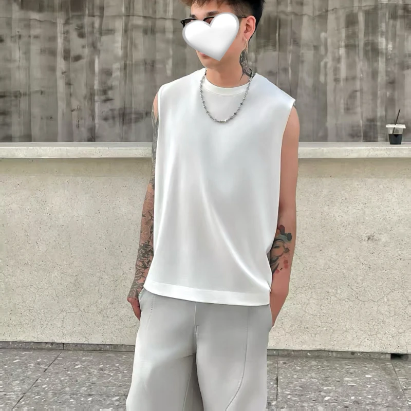 简约韩版跨栏背心男士马甲潮流无袖男士圆领夏季宽松