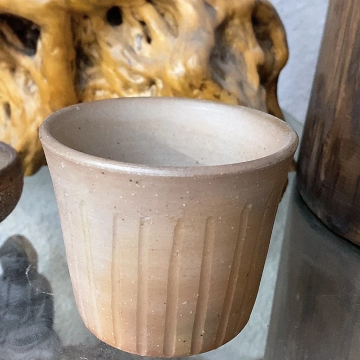 杯手工粗陶、柴烧茶器