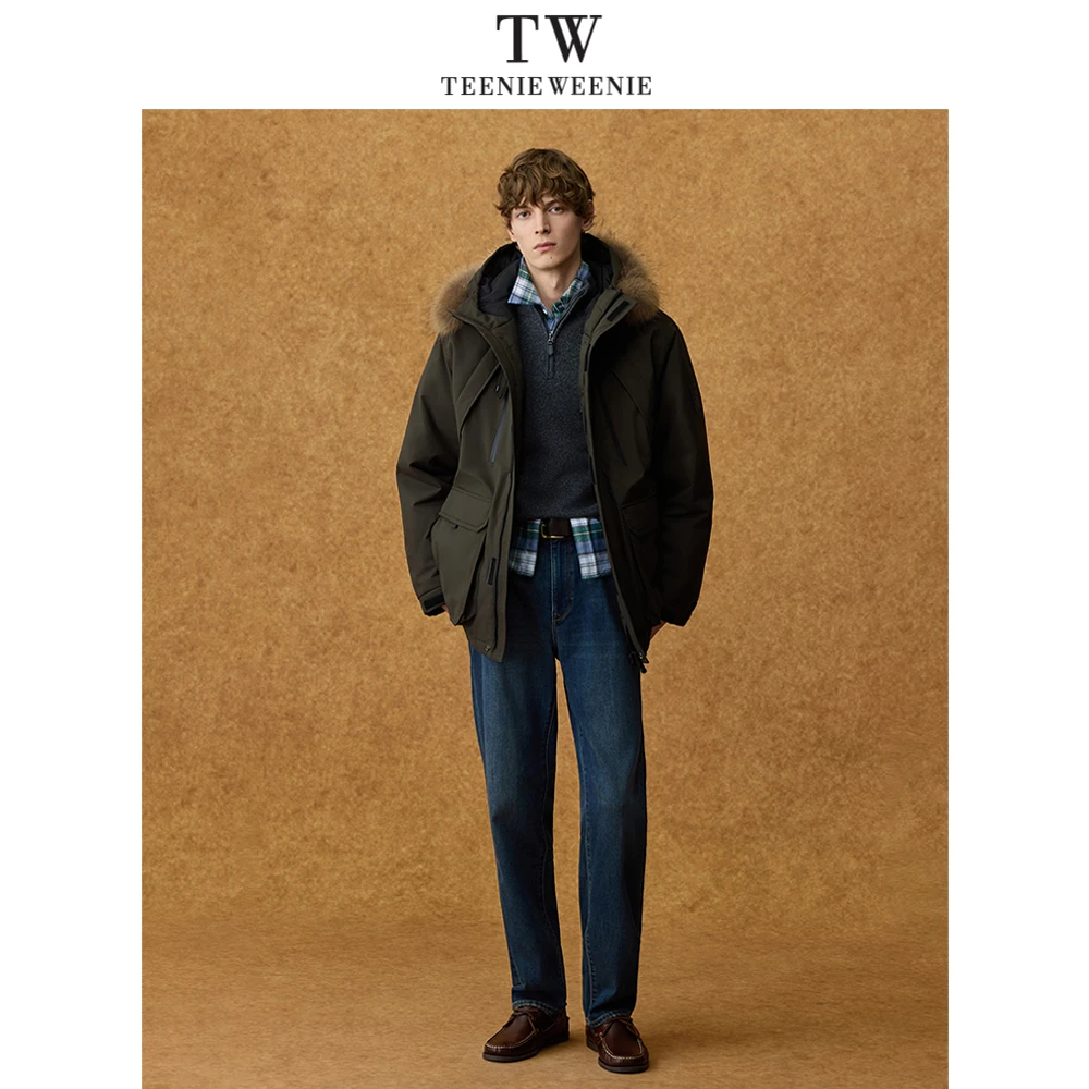 Teenie Weenie小熊男装可拆卸毛领三防户外派克羽绒服TNJD254T05K