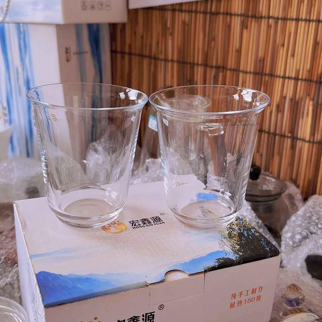 高硼硅玻璃茶水分离款无柄水杯2个