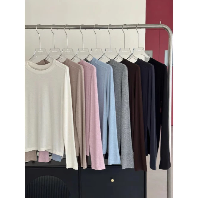 醋酸美雅碧天丝绵羊毛中线打底衫兰精天丝长袖T恤内搭打底